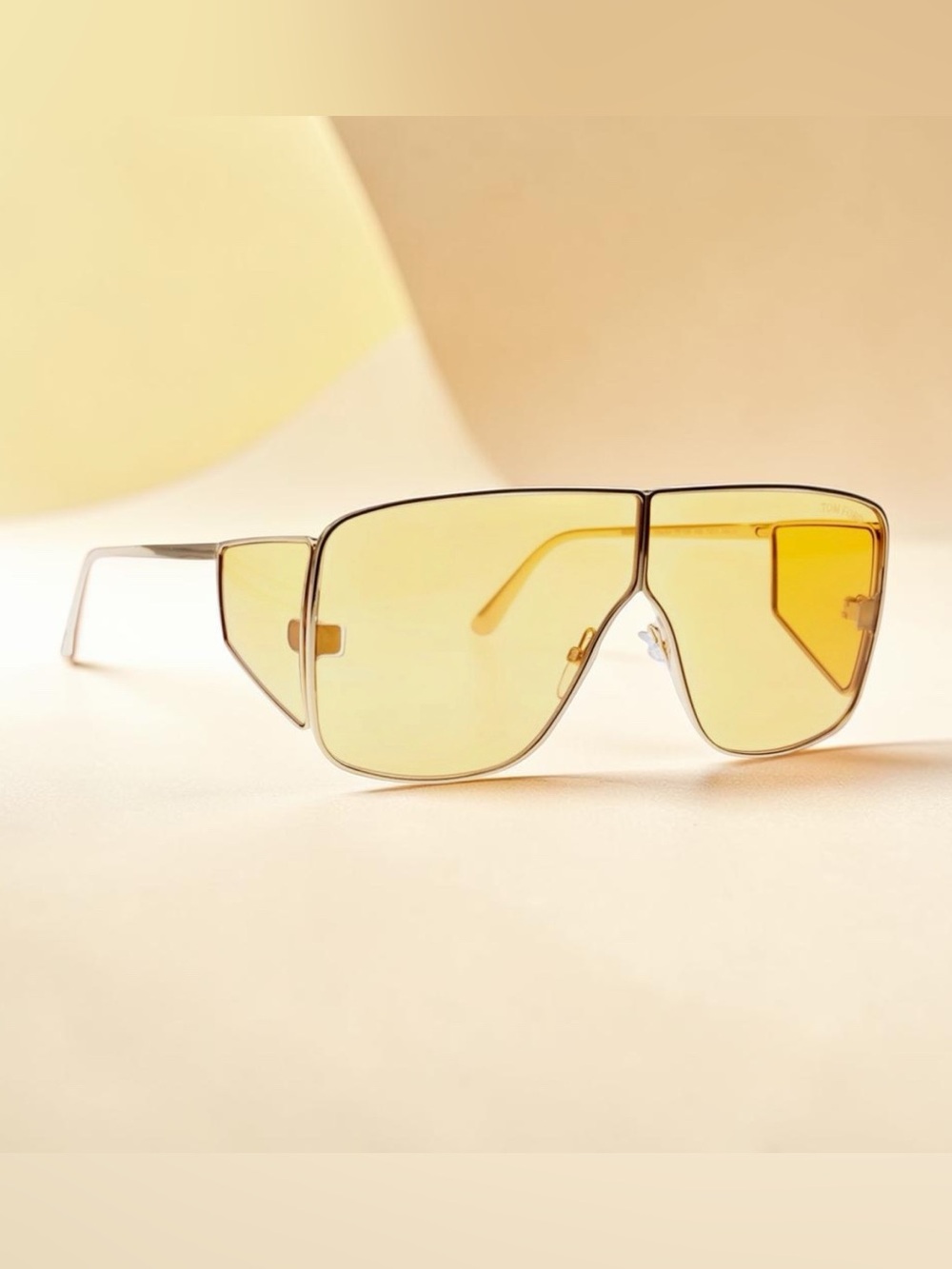 Tom Ford Gold Frame Yellow Shield Sunglasses-Spector